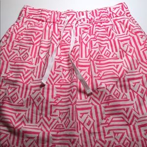J. Crew Pink and White Drawstring Skirt